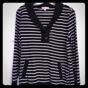 Banana Republic Black and Tan Stripped Sweatshirt